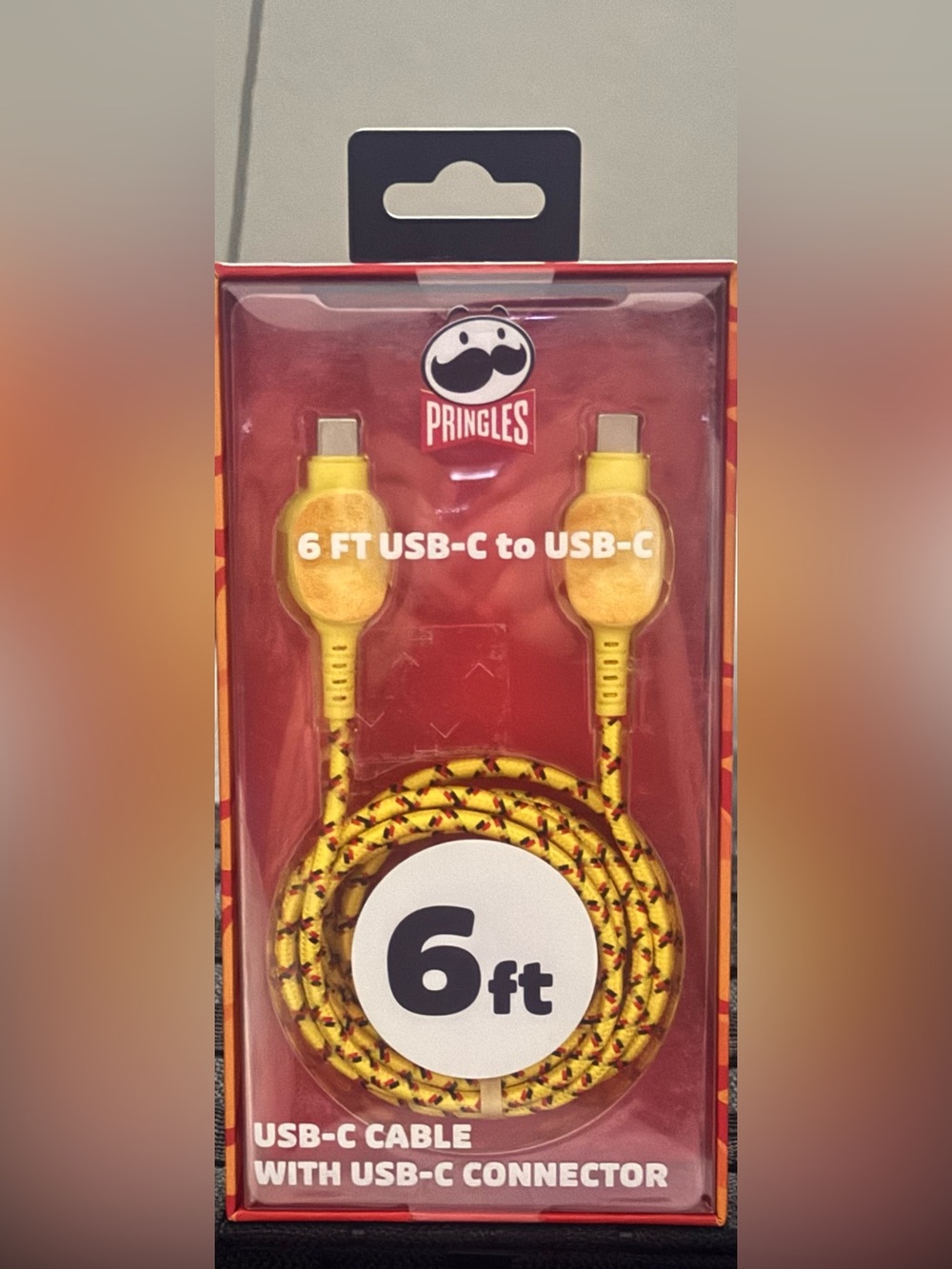 🛍️$13 Pringles Yellow Patterned 6ft USB-C to USB-C Cable